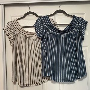 American Eagle Outfitters Striped Blouses in Blue and Cream